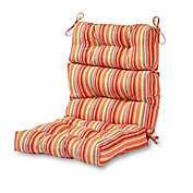 Greendale Home Fashions Watermelon Stripe Outdoor High Back Chair Cushion in Coral