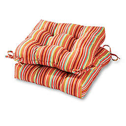 Greendale Home Fashions Watermelon Stripe Outdoor Dining Chair Cushions in Coral (Set of 2)