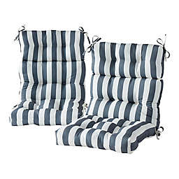 Greendale Home Fashions Canopy Stripe Outdoor High Back Chair Cushions in Grey (Set of 2)