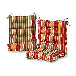 Greendale Home Fashions Roma Stripe Outdoor High Back Chair Cushions in Red (Set of 2)
