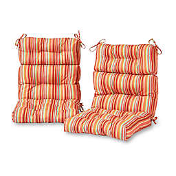 Greendale Home Fashions Watermelon Stripe Outdoor Chair Cushion in Coral (Set of 2)