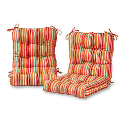 Greendale Home Fashions Watermelon Stripe Outdoor Seat/Back Cushions in Coral (Set of 2)