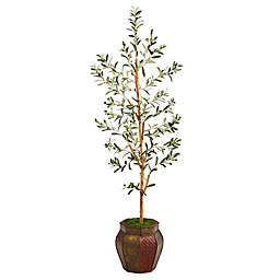 Nearly Natural 66-Inch Olive Tree with Decorative Planter