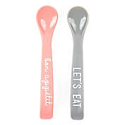 Bella Tunno&trade; Lets Eat/Bon Appetit Wonder Spoons in Pink/Grey (Set of 2)