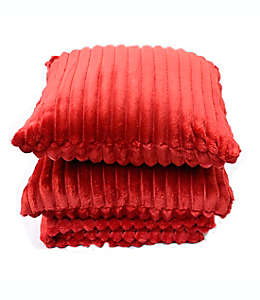 Set de frazada y cojines de poliéster Simply Essential™ Corduroy color rojo