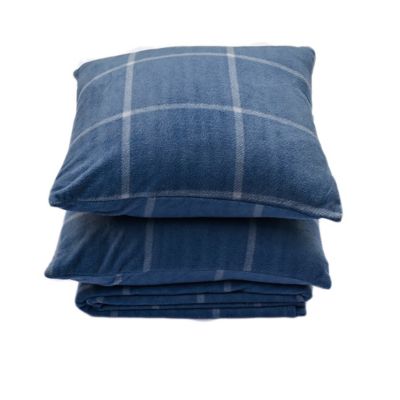 Simply Essential&trade; 3-Piece Windowpane Plaid Throw Blanket and Throw Pillow Bundle in Navy