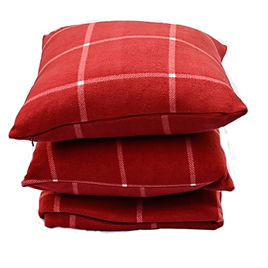 Simply Essential&trade; 3-Piece Windowpane Plaid Throw Blanket and Throw Pillow Bundle in Red. View a larger version of this product image.