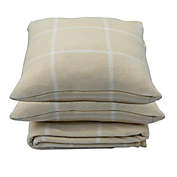 Simply Essential&trade; 3-Piece Windowpane Plaid Throw Blanket and Throw Pillow Bundle in Sandshell