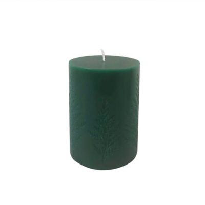 H for Happy&trade; 4-Inch Embossed Tree Pillar Candle in Green