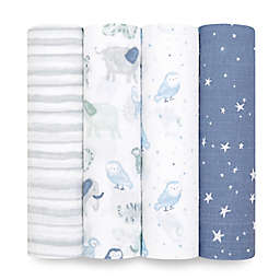 aden + anais™ essentials 4-Pack Time To Dream Swaddle Blankets in Blue