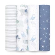 aden + anais&trade; essentials 4-Pack Time To Dream Swaddle Blankets in Blue