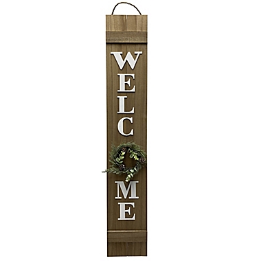 Bee &amp; Willow&trade; &quot;WELCOME&quot; Wreath Classic Porch Sign in Natural. View a larger version of this product image.
