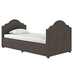 Novogratz Emma Twin Linen Upholstered Storage Daybed in Dark Grey