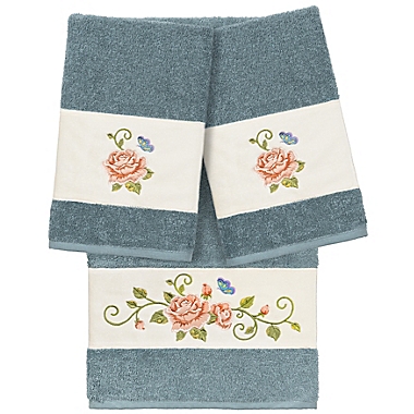 Linum Home Textiles Rebecca 3-Piece Towel Set in Teal. View a larger version of this product image.