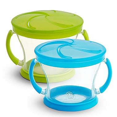 Munchkin&reg; Snack Catcher&reg; 9 oz. Snack Cups in Blue/Green (Set of 2). View a larger version of this product image.