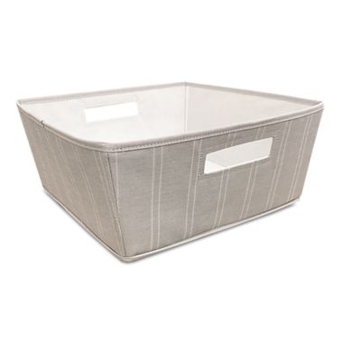 Squared Away&trade; Tweed Flared Large Storage Bin in Linen Stripe. View a larger version of this product image.