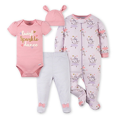 Gerber&reg; Size 3-6M 4-Piece Bunny Footie, Bodysuit, Pant, and Hat Set in Off-White. View a larger version of this product image.
