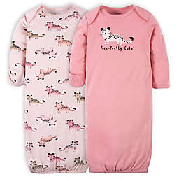 Gerber® Size 0-6M 2-Pack Leopard Gowns in Pink