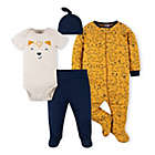 Alternate image 0 for Gerber&reg; Size 3-6M 4-Piece Fox Footie, Bodysuit, Footed Pant, and Hat Set in Blue
