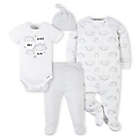 Alternate image 0 for Gerber&reg; Size 3-6M 4-Piece Clouds Footie, Bodysuit, Footed Pant, and Hat Set in Grey