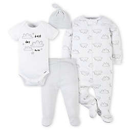 Gerber® 4-Piece Clouds Footie, Bodysuit, Footed Pant, and Hat Set in Grey