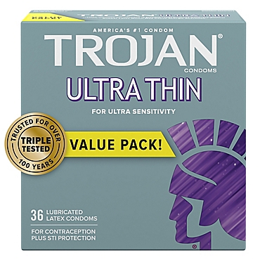 Trojan&reg; Sensitivity 36-Count Ultra Thin Premium Lubricant Latex Condoms. View a larger version of this product image.