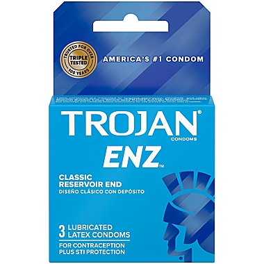 Trojan&reg; ENZ&trade; 3-Count Lubricated Premium Latex Condoms. View a larger version of this product image.