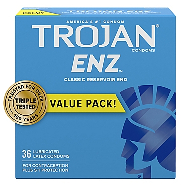 Trojan&reg; ENZ&trade; 36-Count Lubricated Premium Latex Condoms. View a larger version of this product image.