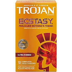 Trojan® Ecstasy 10-Count UltraSmooth Lubricant Ultra Ribbed Premium Latex Condoms