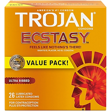 Trojan&reg; Stimulations Ecstasy&reg; 26-Count UltraSmooth Lubricant Premium Latex Condoms. View a larger version of this product image.