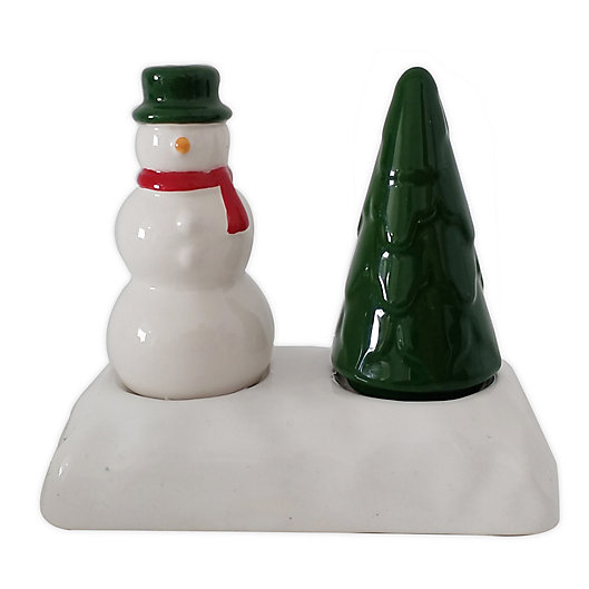 Alternate image 1 for Bee & Willow™ Hays Winter Snowman & Tree Salt and Pepper Shakers with Tray