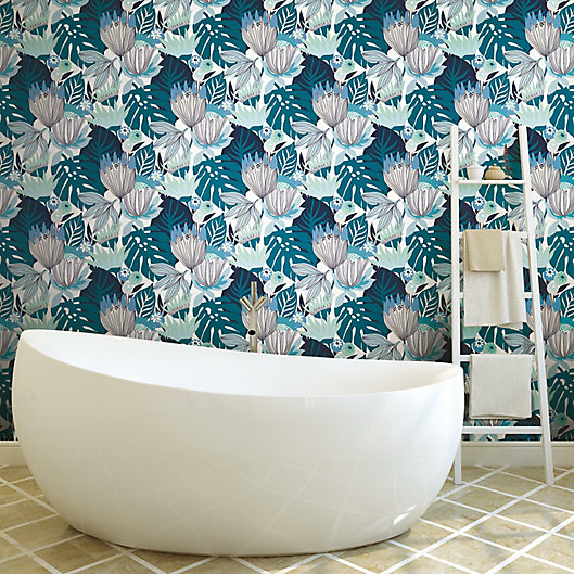 Alternate image 1 for RoomMates® Retro Tropical Leaves Peel & Stick Wallpaper