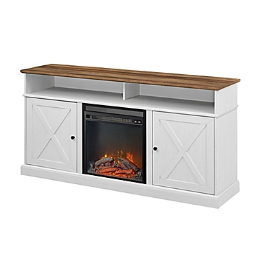 Forest Gate Wheatland Farmhouse 2-Door Fireplace TV Stand in White. View a larger version of this product image.