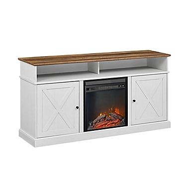 Forest Gate Wheatland Farmhouse 2-Door Fireplace TV Stand in White. View a larger version of this product image.
