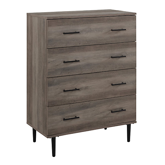 40 Inch Modern 4 Drawer Dresser, Grey Washed Bedroom Dresser