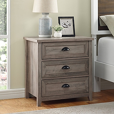 Forest Gate&trade; 26-Inch 3-Drawer Farmhouse Nightstand in Grey Wash. View a larger version of this product image.