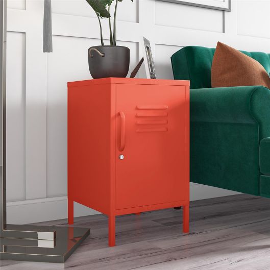 The Novogratz Cache Metal Locker End Table in Bashful Pink