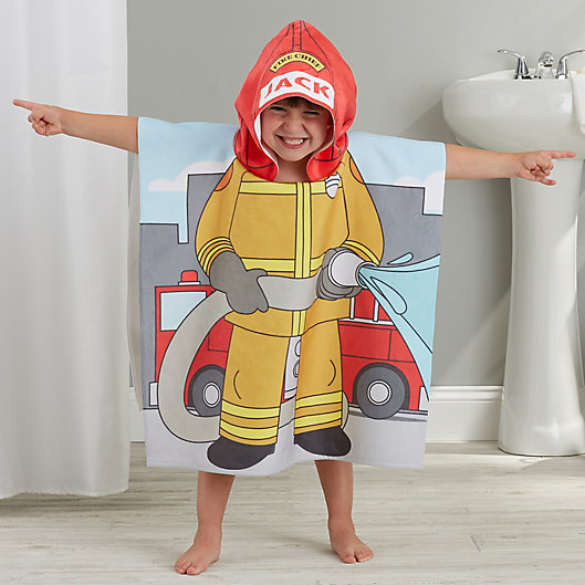 Alternate image 1 for Firefighter Kids Poncho Bath Towel