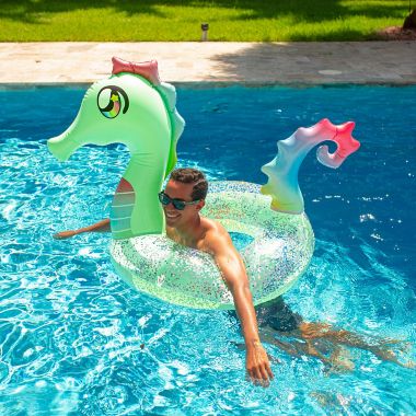Pool Candy Jumbo Glitterfied&reg; Seahorse Float. View a larger version of this product image.
