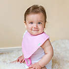 Alternate image 3 for green sprouts&reg; 3-Pack Organic Cotton Muslin Stay-dry Teether Bibs in Pink Bunny