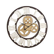 Ridge Road D&eacute;cor Industrial Metal Wall Clock in Brown