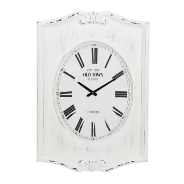 Ridge Road Décor 22-Inch x 31-Inch Farmhouse Wood Wall Clock in White. View a larger version of this product image.