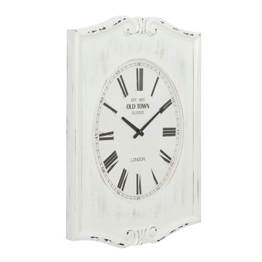 Ridge Road Décor 22-Inch x 31-Inch Farmhouse Wood Wall Clock in White. View a larger version of this product image.