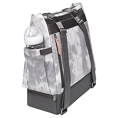 Petunia Pickle Bottom Pivot Diaper Backpack in Swirl Tie Dye Grey. View a larger version of this product image.
