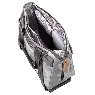 Petunia Pickle Bottom Pivot Diaper Backpack in Swirl Tie Dye Grey. View a larger version of this product image.