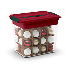 Winter Wonderland 36-Count Ornament Storage Box with Tray in Red/Green