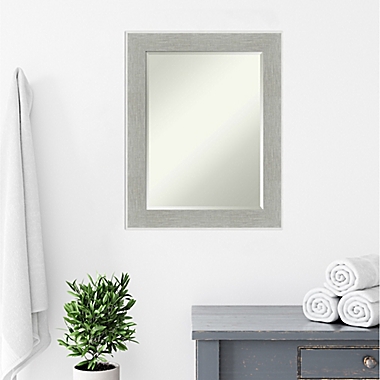 Amanti Art Glam 23-Inch x 29-Inch Linen Framed Wall Mirror in Grey. View a larger version of this product image.