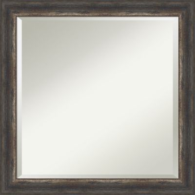 Bark Rustic Charcoal Framed Wall Mirror, Dark Brown Rustic Bathroom Mirror