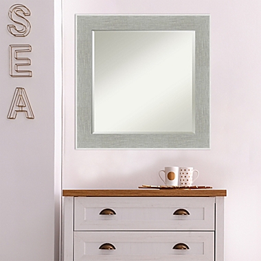Amanti Art Glam 25-Inch x 25-Inch Linen Framed Wall Mirror in Grey. View a larger version of this product image.