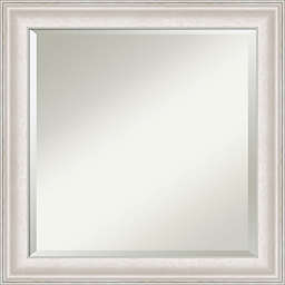Amanti Art 24-Inch Square Trio Whitewash Silver Framed Wall Mirror in White